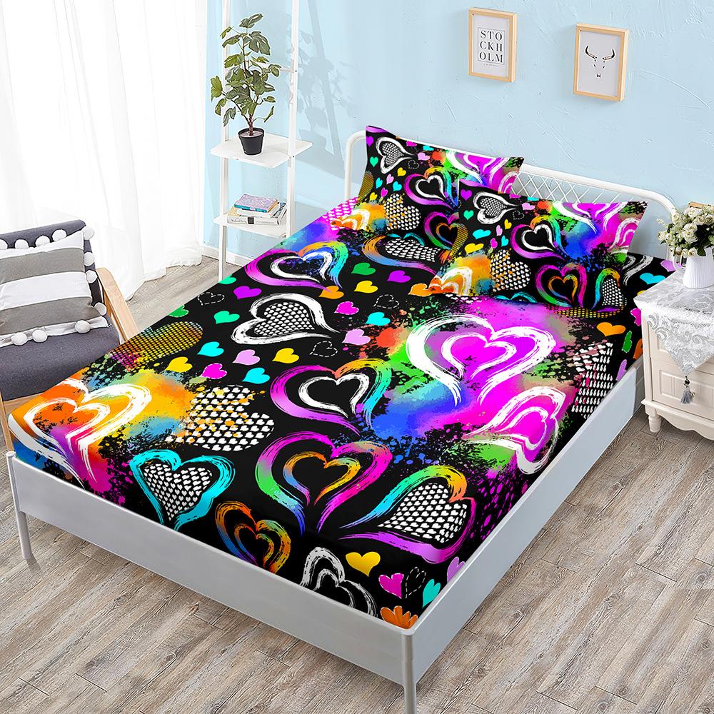 Комплект матраса «Растение Гриб» из трех предметов, Простыня на резинке, Покрывало, Защитный чехол для матраса