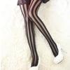 Викторианская Лолита Женщина Девушка Готика Панк Вертикальная Полоска Колготки Чулки Черные Чулочно-носочные изделия
