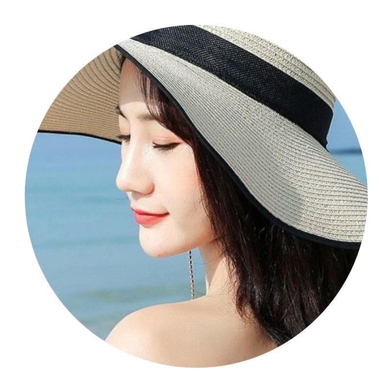 Women's foldable student hat, breathable Korean-style trendy fisherman hat, sun-protective straw bucket hat, classic versatile sun hat