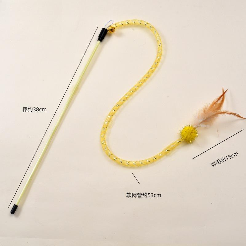 Кошачья Змея Кошачья Дразнилка Палочка Эластичная Сетчатая Трубка Перья Шерстяной Комок Кошачья Дразнилка Кошачья Игрушка Питомец Интерактивная Саморазвлекательная