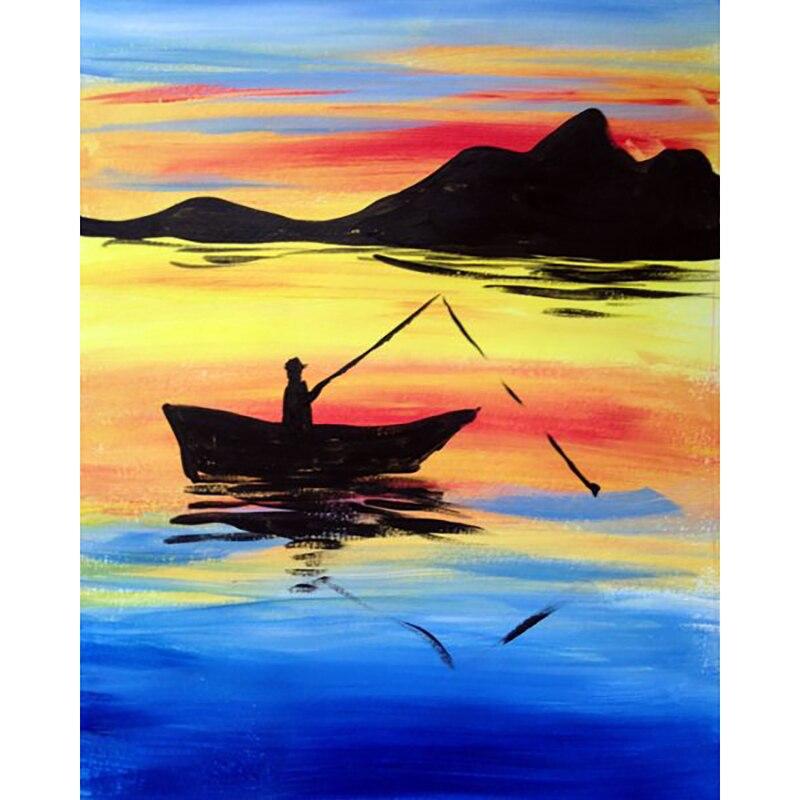 Новый 5D DIY алмазная живопись полный круглый дрель пейзаж вышивка крестиком вид на море лодка Алмазная вышивка ремесла домашний декор подарок