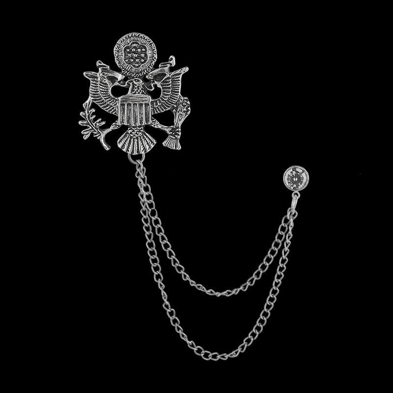 Брошь в форме орла, ретро-панк, мужская мода, изысканный костюм с животным узором, рубашка, джинсовый воротник, цепочка с кисточками, броши, ювелирные аксессуары, подарки