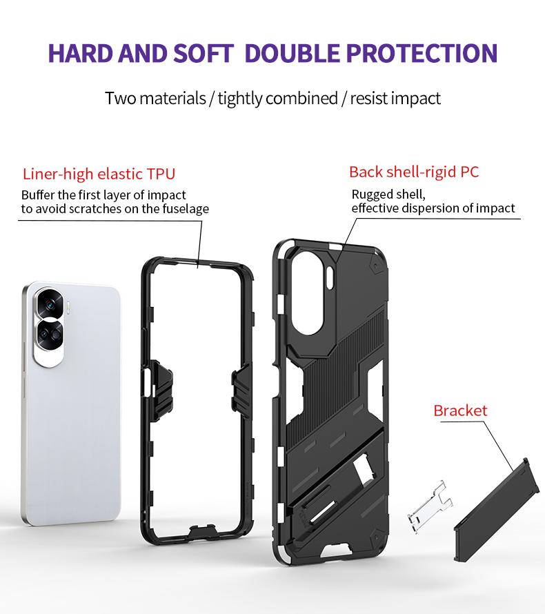 Противоударный чехол в стиле панк-броня для Huawei Mate 60 20 30 40 P50, жесткая задняя крышка со скрытой подставкой и полной защитой для Huawei Honor 90 X50 Nova11 Magic3