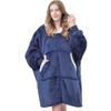 Thick Fleece Lined Zip Up Coat Casual Long Sleeve Warm Robe Blanket All