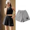 Women's Solid Color Running Shorts Summer Loose High Waisted Wide Leg Sports Pants