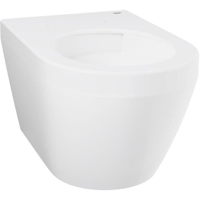 Cuvette WC suspendue compact - GROHE Euro Ceramic - Porcelaine vitrifiée - Sans bride - Blanc