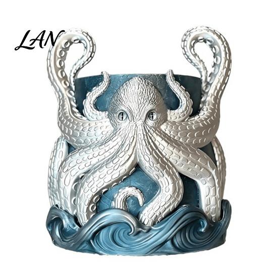 Cthulhu Style Plant Pot 3D Printed Octopus Planter, Artistic Coastal Pot, Decorative Environmentally Friendly Holder Container for Cactus, Succulents,