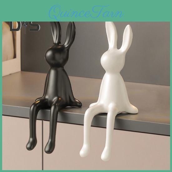 Sitting Figurine Ceramic Bunny Rabbit Sculpture Minimalist Bunny Statue For Counter Desk Bookshelf Home Bar Office Decoration