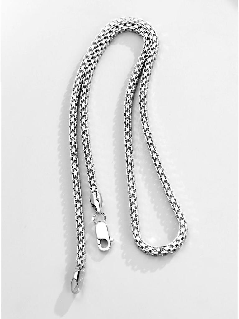 Мужская модная толстая цепочка-колье из стерлингового серебра 925 пробы - с покрытием из белого золота, без подвески