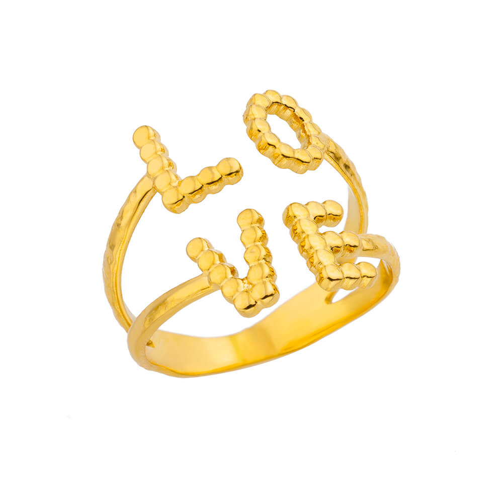 Кольца открытые из нержавеющей стали с двойной надписью LOVE для женщин, позолоченные, регулируемые, парные, свадебные украшения, подарок, бесплатная доставка