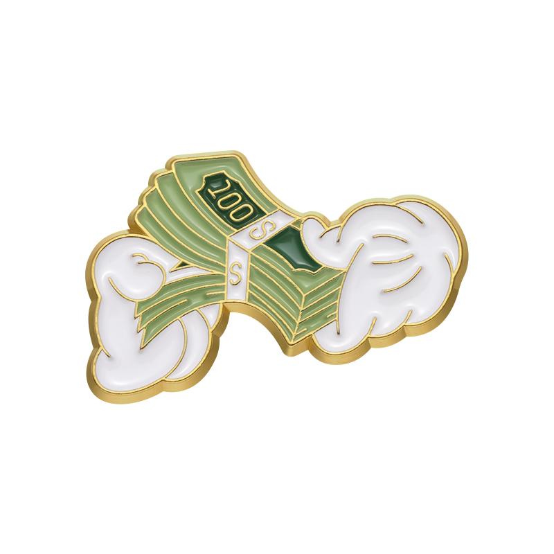 Creative US Dollar Money Collection Enamel Pins Cartoon Banknote Get Rich Brooches Backpack Lapel Badge Funny Jewelry for Gift
