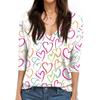 Women's T Shirt Print 3/4 Sleeve Daily Weekend Fashion Basic V- Neck Regular Top
