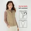 Women's Slim Fit Convertible V-Neck Down Vest - Round to V-Neck Sleeveless Top with 90% White Duck Down Lining.