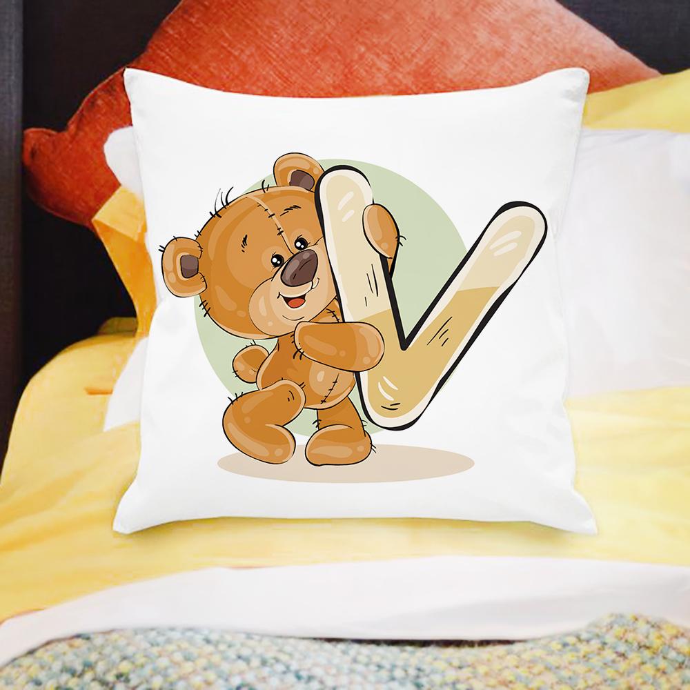 45x45см мультяшный медведь диван украшение детской комнаты милая наволочка с животным печатью букв чехол для подушки