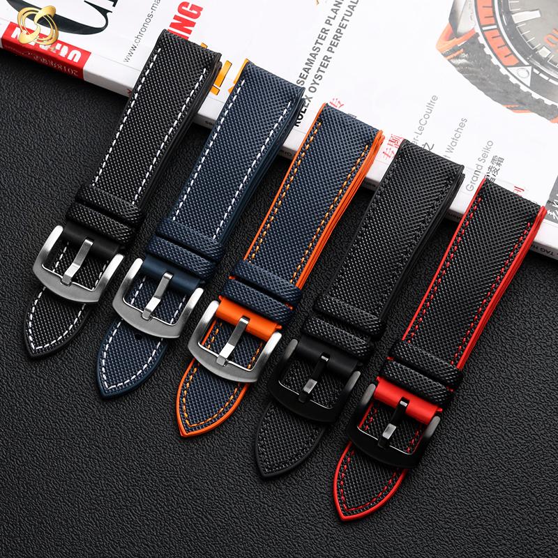 Нейлоновый ремешок для часов с резиновым низом для серии Casio PROTREK PRG-600YB PRG-650 PRW-6600, парусиновый силиконовый ремешок для часов, спортивный ремешок 24 мм