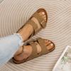 One-word Buckle Slippers Women's New Women's Shoes Large Size Wear Thick-soled Cork Beach Cool Slippers