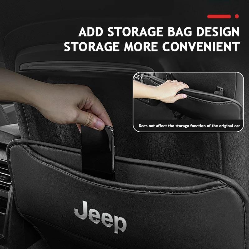 For Jeep Leather Car Anti-Kick Mats Auto Seat Back Protector Cover For Jeep Grand Cherokee Wrangler JK Gladiator Compass Rene