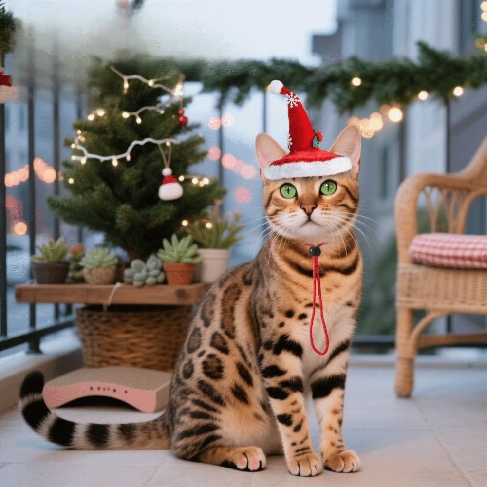 Mini Christmas Pet Costumes Santa Hat Adjustable Soft Santa Hat Comfortable with Lanyard Pet Santa Hat Pet Show