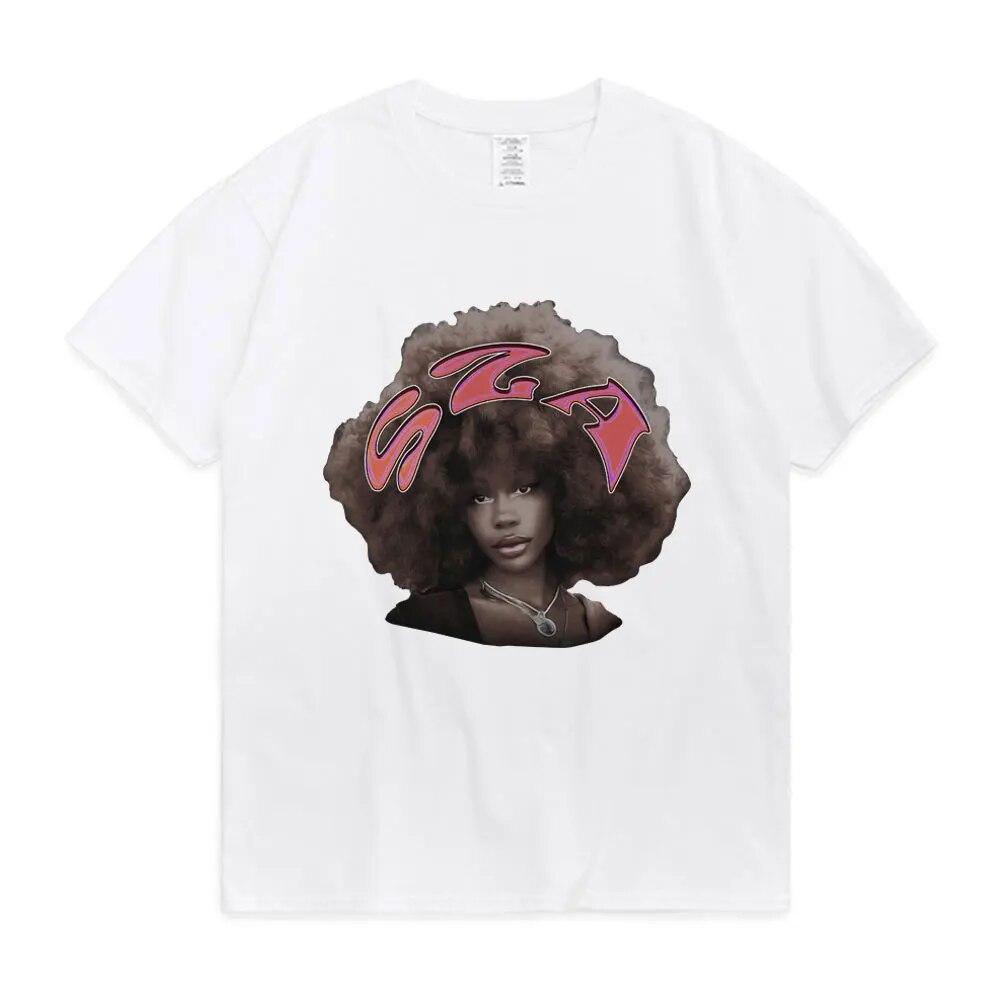 SZA SOS American Singer T Shirt Retro Style Graph Print T-shirt Unisex Women Hip Hop Oversized Harajuku Tee Short Sleeve Streetwear
