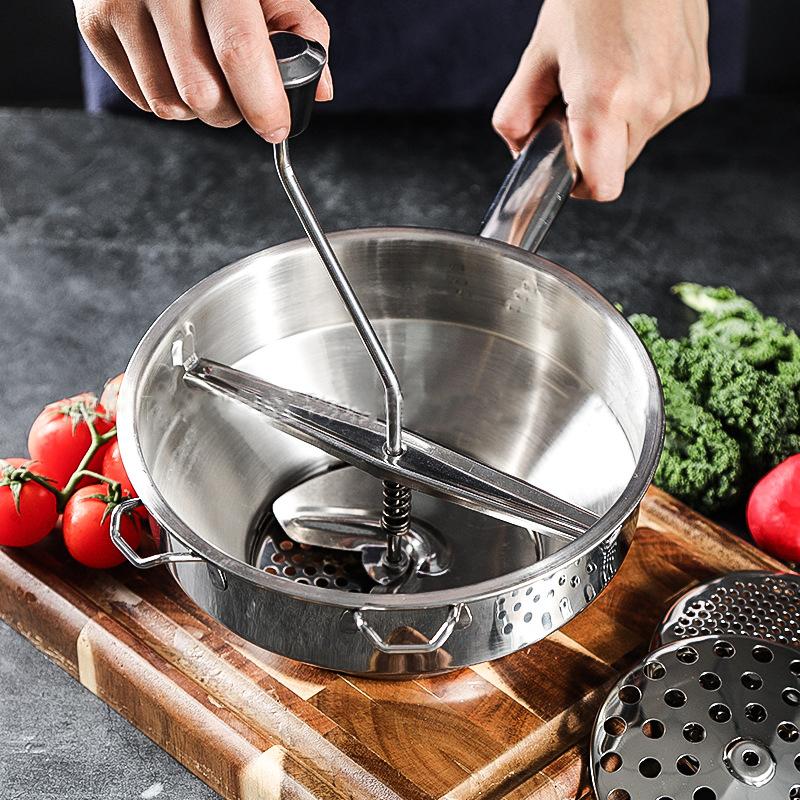 Multifunctional Stainless Steel Food Mill Rotary Mill Vegetable Strainer Potato Tomatoes Masher Grinder With Milling Discs