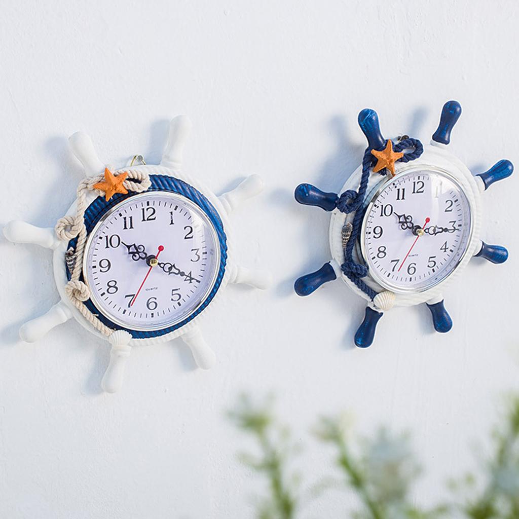 Деревянные настенные часы в средиземноморском стиле, ретро руль, колесо корабля, круглые подвесные часы, домашний домашний морской декор