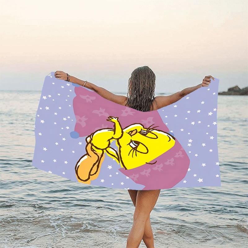 1pc Tweety1 Beach Towel, Beach and Seaside Swimming Pool Equipment, Fashion Pattern, Rectangular, Travel Essentials