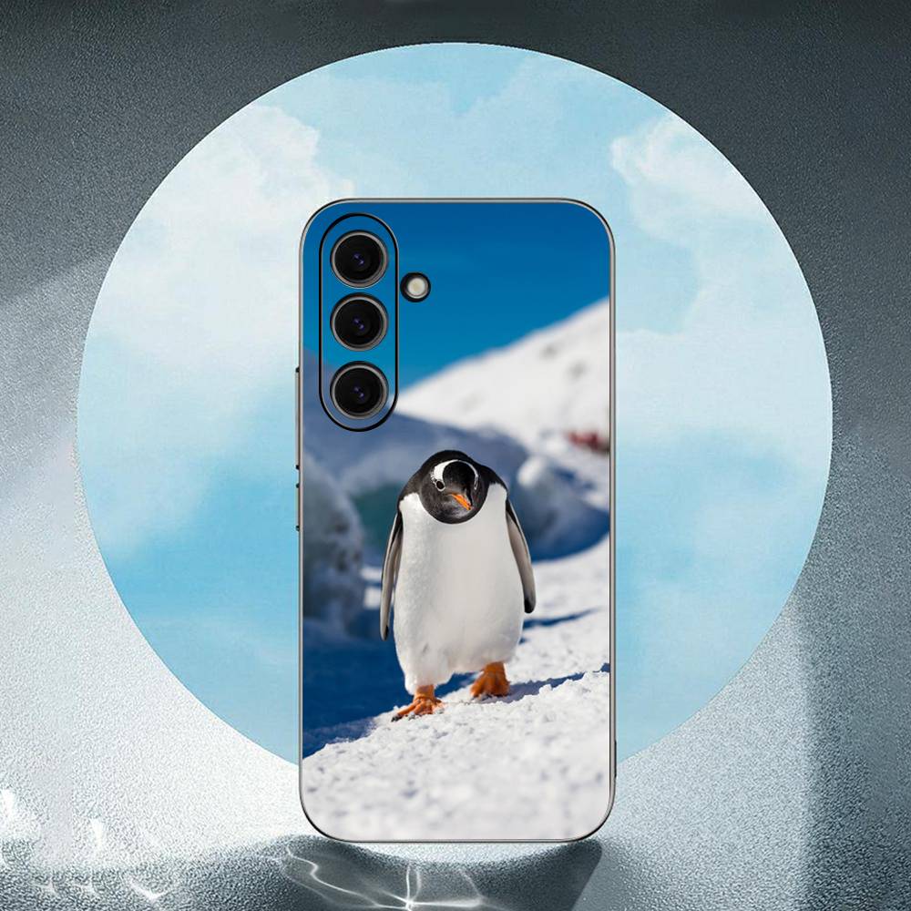 Милый пингвин для Samsung Galaxy S23 S24 S25 Ultra S22 Plus S21 Черный Мягкий чехол Водонепроницаемый Мягкий чехол