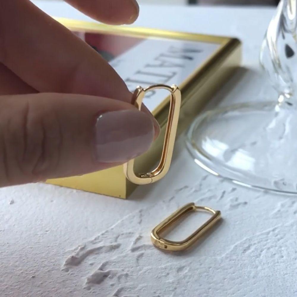 Форма Медно-золотой цвет Женские серьги-пряжки Прямоугольные серьги Модные украшения Женские серьги-кольца