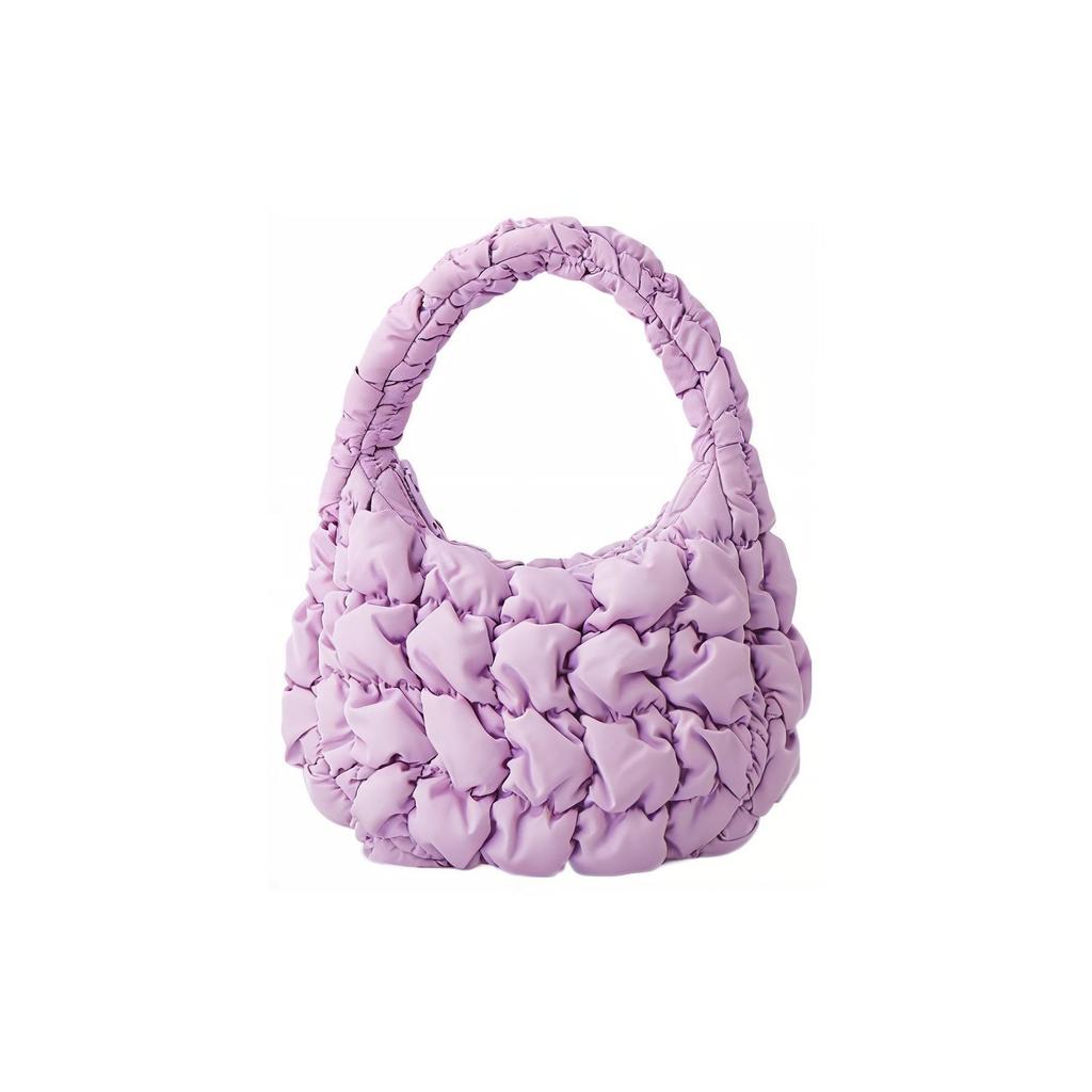 COS Quilted Texture Zipper Finger Zipper Closure Cloud Bag Tote Women tote Lilac 1171064007