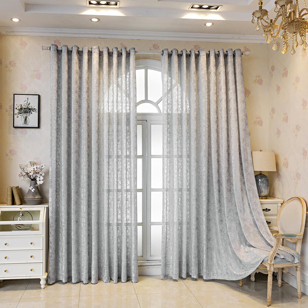 1 панель шторы из полупрозрачной марли с принтом зеленых листьев в стиле французского кантри на люверсах - мятно-зеленые и белые ботанические оконные портьеры для спальни