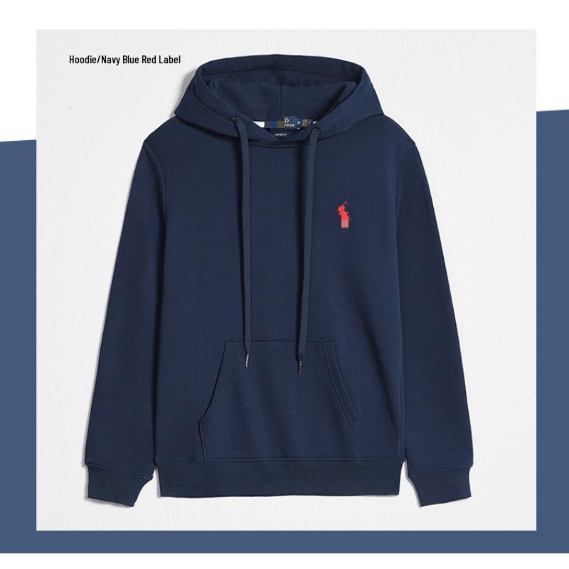 Men's Business RL Ralph LF Embroidered Pony Logo Zip-Up Hoodie Sweatshirt Versatile Outerwear