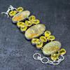 Natural Fossil Coral, Citrine Gemstone 925 Sterling Silver Bracelet 7-8" K1B90