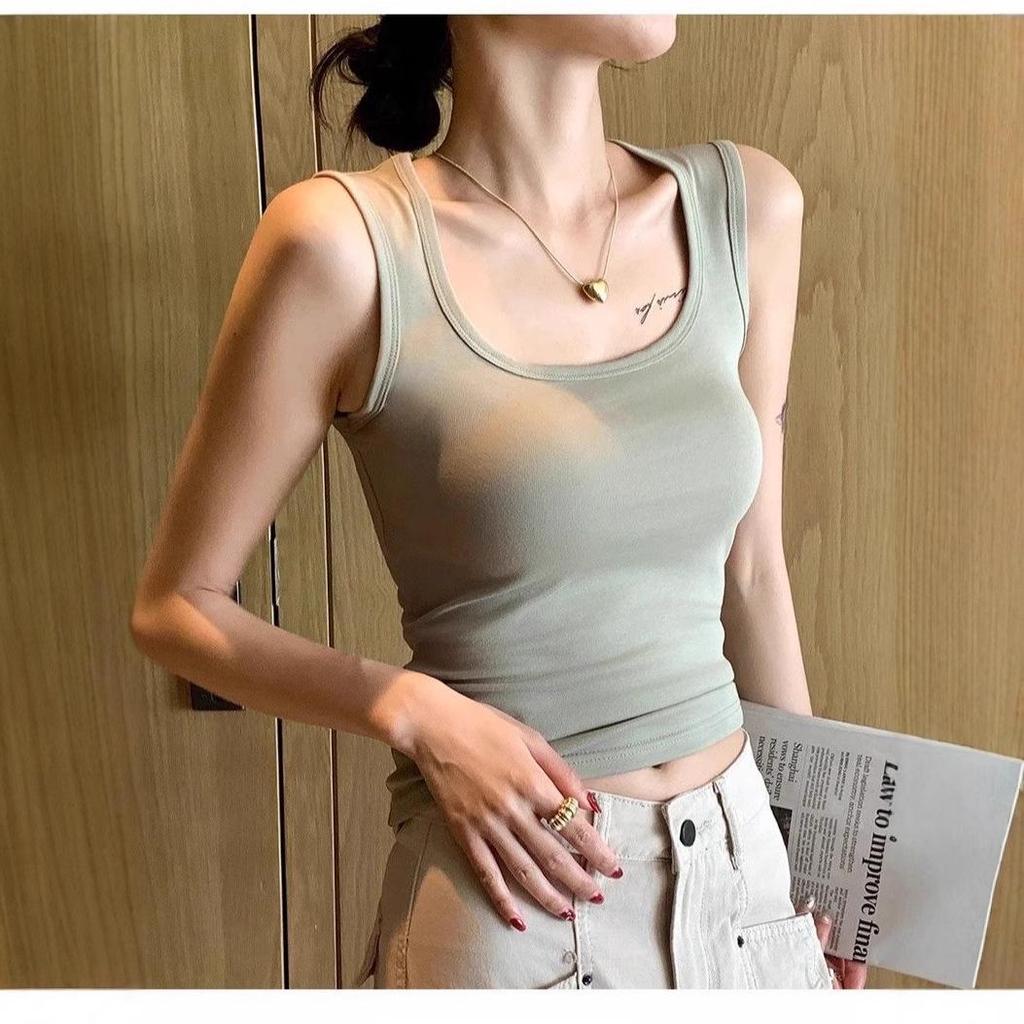 Women's Cotton Y-Back Tank Top - Versatile, Slimming, Casual Wear Camisole for Spring and Summer