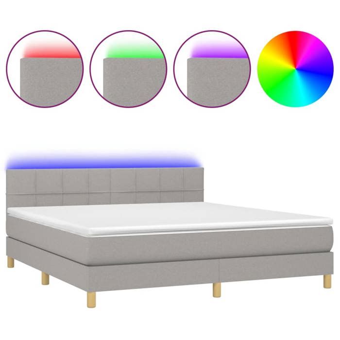 Maison Exclusive - Sommier à lattes de lit et matelas et LED Gris clair 180x200 cm