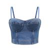 Fishbone Denim Camisole Vest Women's Summer Short Slim Sexy Backless Bottoming Busting Underwear for Outside Wear