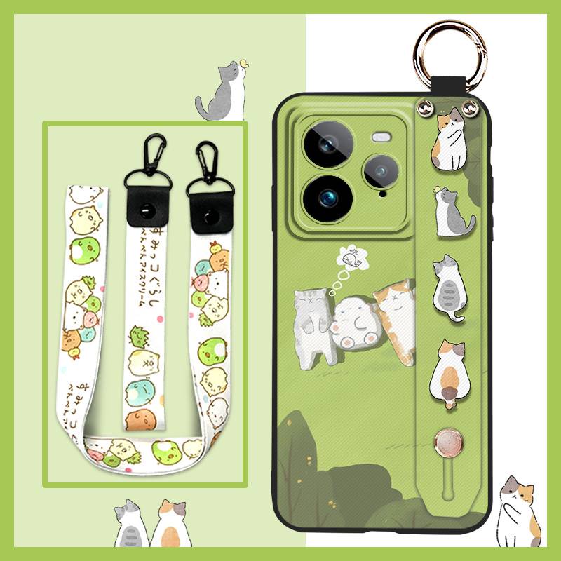 Lanyard Phone Holder Phone Case For Realme GT7 Pro Wrist Strap Cartoon Back Cover Dirt-resistant Durable Wristband Cute