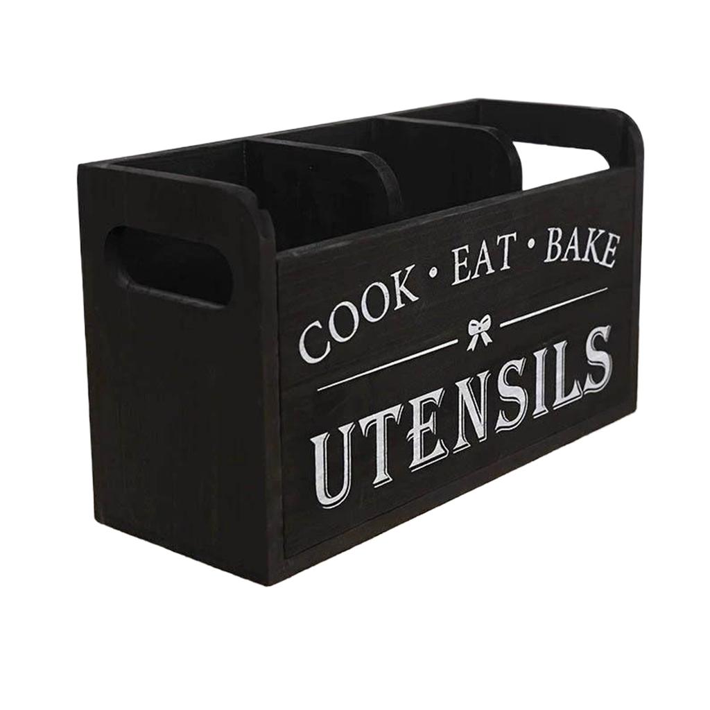 Деревянная подставка для столовых приборов с 3 отделениями, сушилка для посуды, хранение ложек, органайзер для кухонных принадлежностей, подставка для кухонных столовых приборов