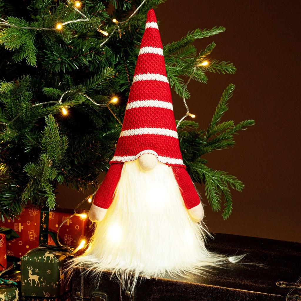 Christmas Luminous Faceless Old Man Doll Window Doll Knitted Hat With Light Goblin Christmas Ornaments