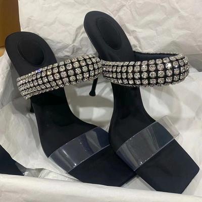 Новые сандалии со стразами, женские сандалии на шпильке, женские тапочки с открытым носком на высоком каблуке, женская обувь Sandalias De Las Mujeres