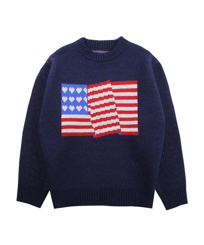 CONICHIWA BONJOUR Flag Knit (Navy)