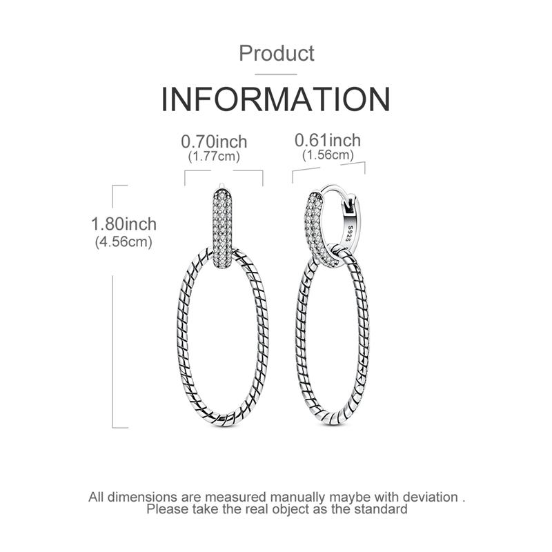 925 Sterling Silver Earrings Women Oval Double Hoop Pave Snake Drop Earring For Anniversary Wedding Jewelry Gifts