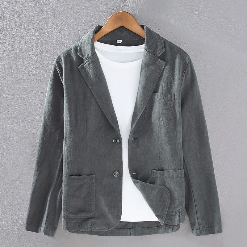 Мужской пиджак из хлопка и льна в стиле ретро, ​​пляжный костюм для свадебной вечеринки, весенне-летний модный мужской деловой тонкий костюм, куртка
