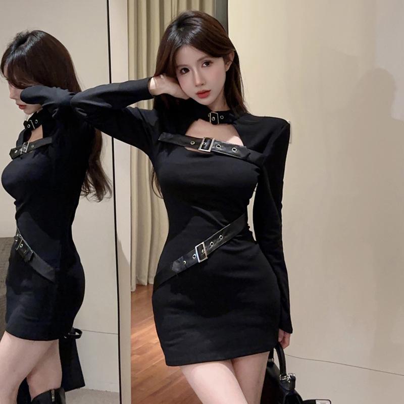 2025 Женский Дизайн Sense Spice Girl Пояс Сращивание Обтягивающее Платье Женщины