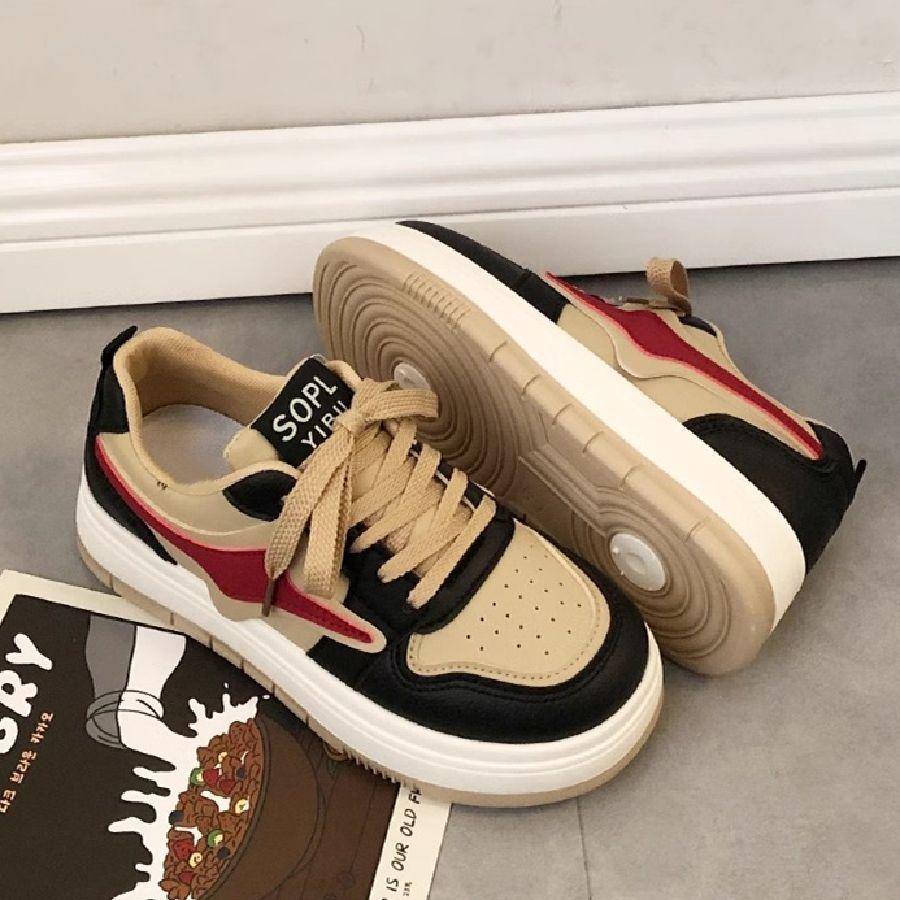 Весна и осень 2024 года, новая корейская версия, белые туфли на платформе, женские, с круглым носком, на шнуровке, повседневные студенческие спортивные туфли для сноуборда