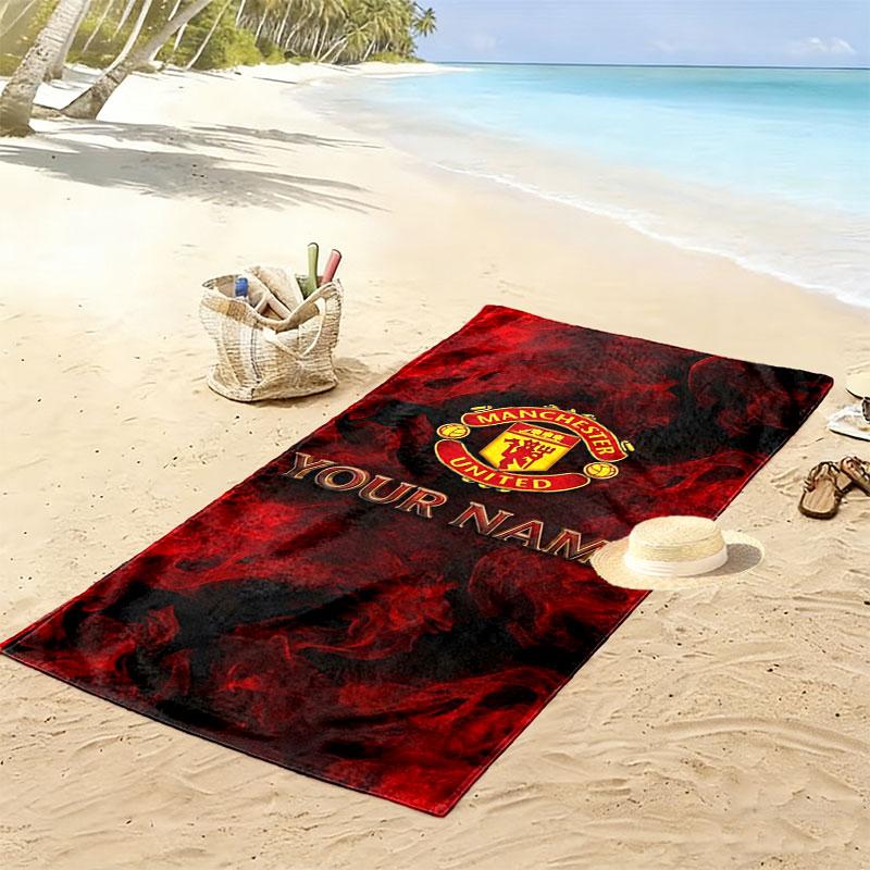 Manchester United F Custom Name Print Beach Towel, Large Soft Quick Dry Towel for Beach Camping Swimming