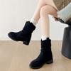 Queen Fan Retro British Style Thick Heel Short Boots Women's 2025 New Autumn High-end Feeling with Skirt Stacking Boots