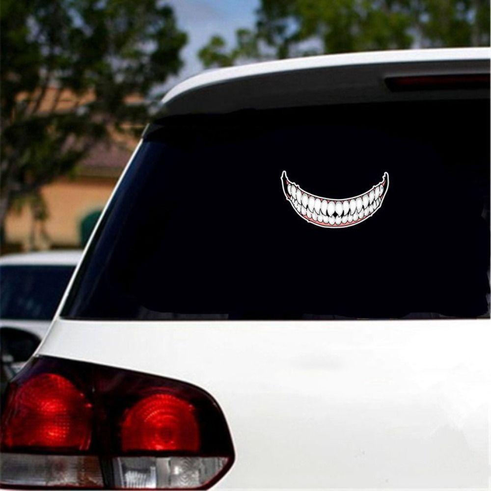 Car Decor Waterproof Evil Tooth Car Stickers Motorcycle Helmet Sticker Car Decals Scratch Sticker