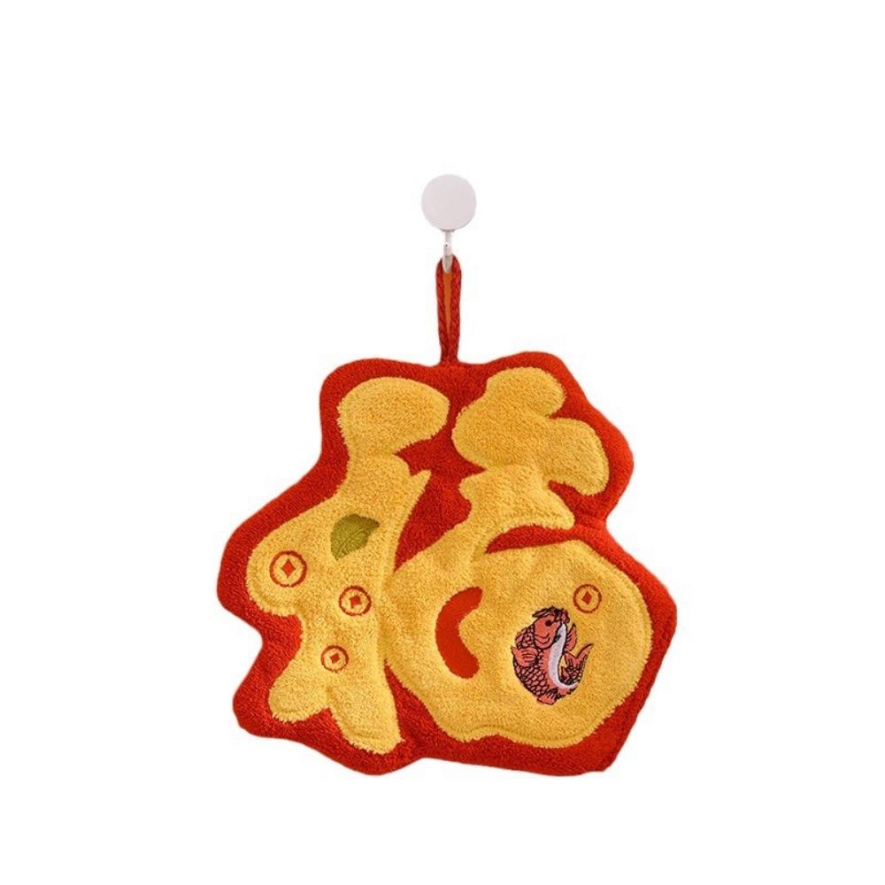 Cartoon Quick-drying Hand Towel Red Hanging Towels Creative Handkerchief Bathroom Kitchen