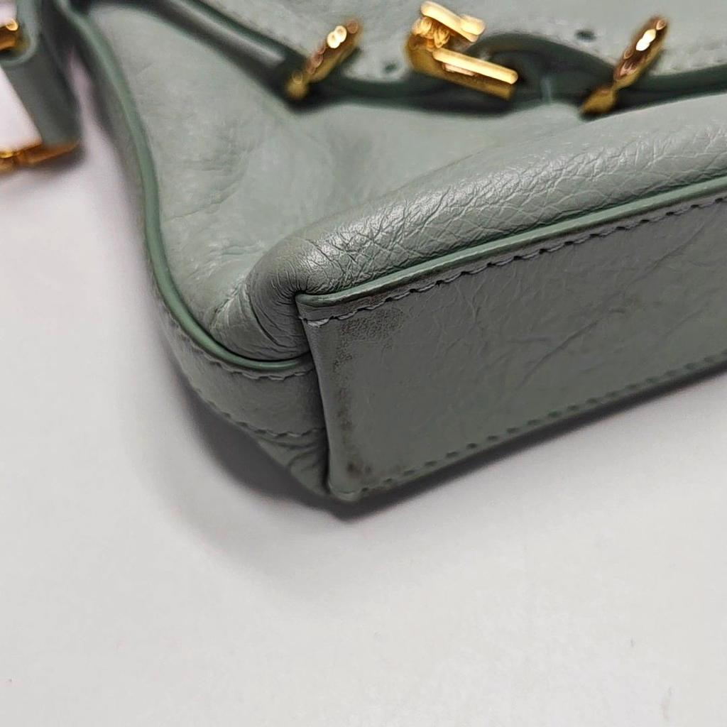 [Pre-Owned] Voyou Adjustable Shoulder Strap Zipper Closure Silk And Calfskin Mini Shoulder Crossbody Bag - Very Good #MK50HX