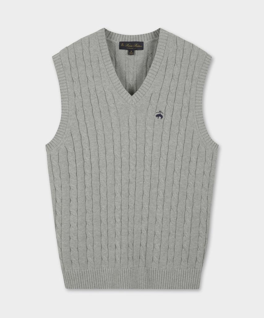 Хлопковый вязаный жилет Brooks Brothers (серый) (Bbwvmbg105)